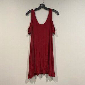 Soprano Midi Red Dress with Cold Shoulders - Size Small